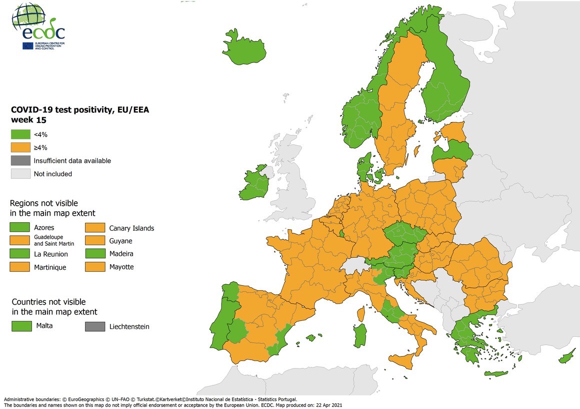 ECDC : Ξανά στο πράσινο ο δείκτης θετικότητας στην Ελλάδα