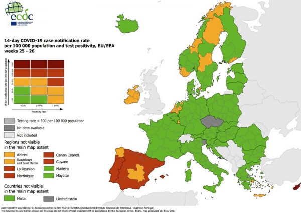 Χάρτες ECDC: Στο «πορτοκαλί» Αττική, Κρήτη και πολλά νησιά