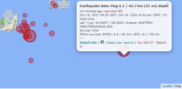 Strong earthquake 6.1 Richter off Karpathos