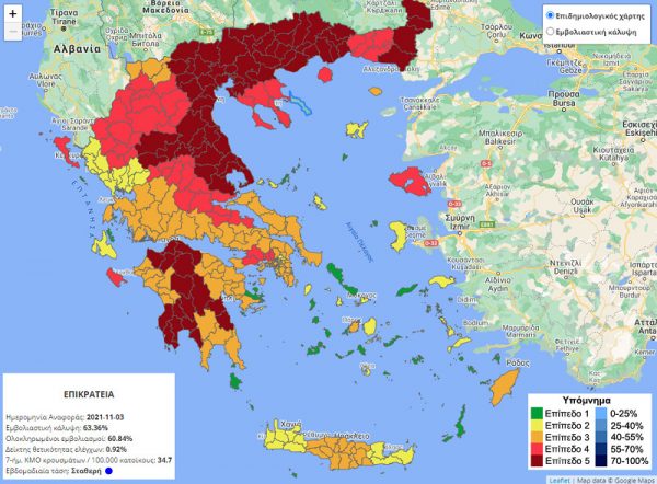 Κορωνοϊός – Κοκκινίζει επικίνδυνα και ταχύτατα ο επιδημιολογικός χάρτης – Διπλάσια η θετικότητα