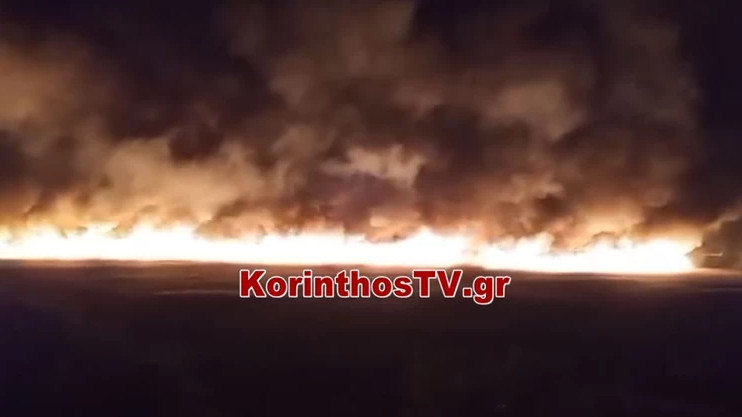 Φωτιά στη Λίμνη Στυμφαλία – Πυρκαγιά καίει ανεξέλεγκτη τον υδροβιότοπο