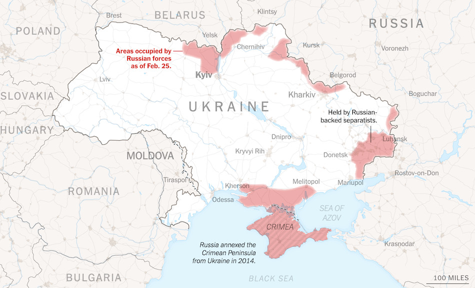 Ουκρανία: Τα ανοιχτά μέτωπα και οι περιοχές που έχει καταλάβει η Ρωσία