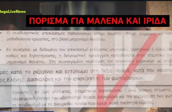 Πάτρα: Αυτό είναι το πόρισμα για τους θανάτους Μαλένας και Ίριδας