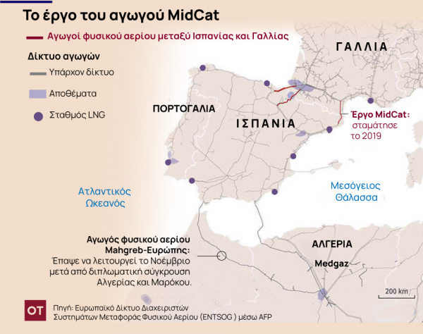 Φυσικό αέριο: Σκληρό πόκερ Ισπανίας και Γαλλίας [Χάρτης]