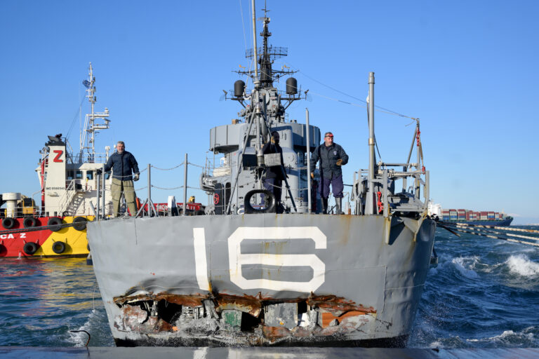 Historic destroyer ‘Velos’ towed to safety after sustaining serious damage