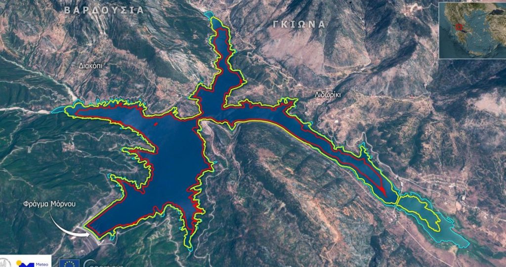 Λειψυδρία: Δορυφορικές μετρήσεις της έκτασης της τεχνητής λίμνης του Μόρνου