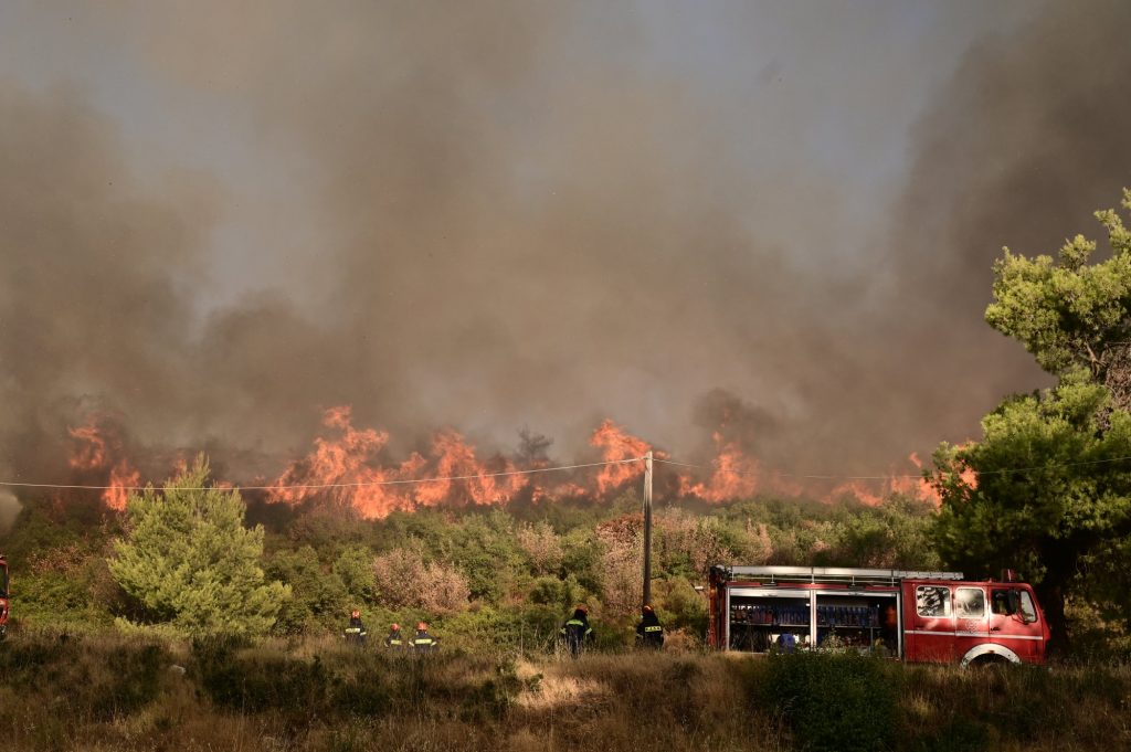 Massive Wildfire Front North of Athens; Evacuations Continue