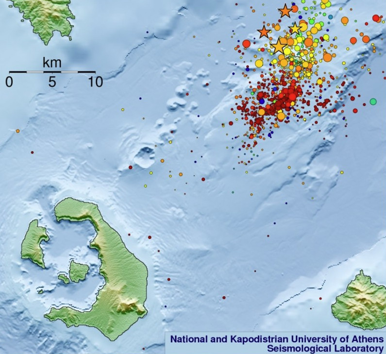 ΕΚΠΑ: Ανάλυση από το Εργαστήριο Σεισμολογίας για την Σαντορίνη – Η εξέλιξη της σεισμικής δραστηριότητας